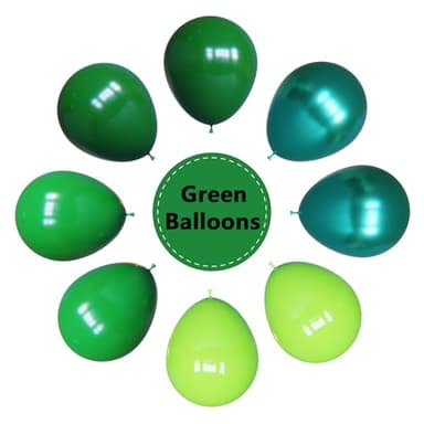 YMSZ Green Balloons, 67pcs 12 Inch Metallic Green Dark Green Lime Green Latex Balloons for St. Patrick's Day, Baby Shower, Jungle Safari Birthday Party Decorations - Image 4