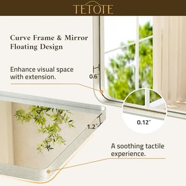 TETOTE Brushed Nickel Mirror 24 x 32 Inch Brushed Nickel Metal Framed Bathroom Mirror, Tempered Glass, Modern Farmhouse Wall Mounted Mirror for Decorative(Horizontal/Vertical) - Image 2