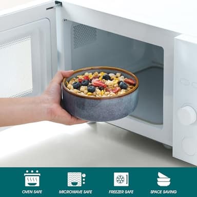 vancasso PLAYA Plates and Bowls Sets, 12 Pieces Grey-Blue Dinnerware Sets for Kitchen, Reactive Glaze Dishes Set for 4, Dishwasher and Microwave Safe - Image 4