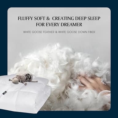 Serta Goose Feather Down Fiber Cotton Comforter Queen Size - 100% Cotton Duvet Insert - Hotel Luxury Hypoallergenic Bedding Comforter Light Warmth 90 x 90 Inch White - Image 3