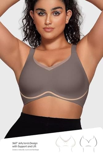 Vertvie Plus Size Full Coverage Wireless Supportive Comfortable Bra Back Fat Smoothing Wirefree Bras for Large Breasted Women(Grey,XX-Large) - Image 4