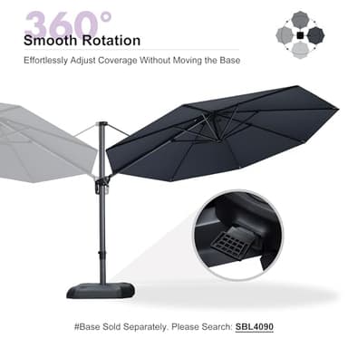 PURPLE LEAF 11 Feet Patio Umbrella Outdoor Cantilever Round Umbrella Aluminum Offset Umbrella with 360-degree Rotation for Garden Deck Pool Patio, Grey - Image 8