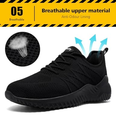 Tinefiy Steel Toe Shoes for Women Lightweight Comfortable Slip Resistant Safety Work Sneakers Cushion Puncture Proof Shoes Indestructible Shoe Size 8 - Image 6