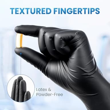 Borje Nitrile Gloves Large, 100 Count Disposable Gloves, Black, Latex-Free Powder-Free, Medical Exam, Food Safe, Cleaning, Cooking - Image 3