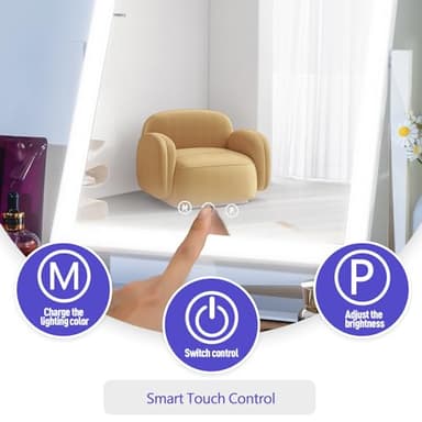 Lighted Makeup Mirror, Hollywood Vanity Mirror with 5X Magnification Mirror, 360°Rotation Touch Control, 3 Color Lighting for Desks Bedroom Dressing Room, Large - Image 5