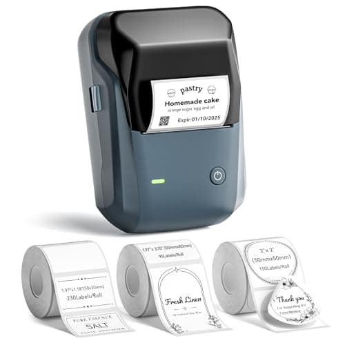 NIIMBOT B1 Label Maker Machine with 3 Tapes, 50x30mm/50x80mm/ 50x50mm Round Labels, Bluetooth Thermal Label Printer for Small Business,Office,Home,School (Blue, 1 Printer+3 Roll Label) - Image 1