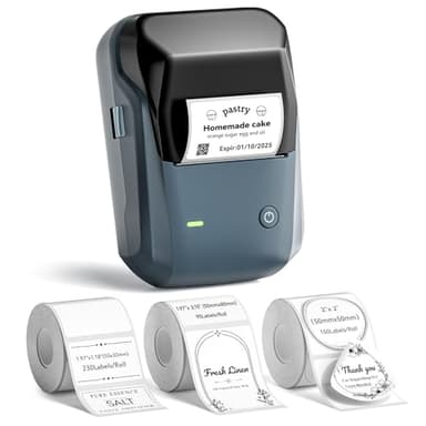 NIIMBOT B1 Label Maker Machine with 3 Tapes, 50x30mm/50x80mm/ 50x50mm Round Labels, Bluetooth Thermal Label Printer for Small Business,Office,Home,School (Blue, 1 Printer+3 Roll Label) - Image 1