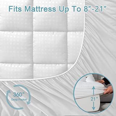 HYLEORY Twin XL Mattress Pad Quilted Fitted Mattress Protector Cooling Pillow Top Mattress Cover Breathable Fluffy Soft Mattress Topper with 8-21" Deep Pocket - Image 6