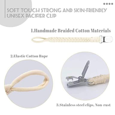 Duludulu 7 Pcs Braided Pacifier Clip, Pacifier Clips for Boys & Baby Girls, Pacifier Holder Clip Binky Clips - Image 2