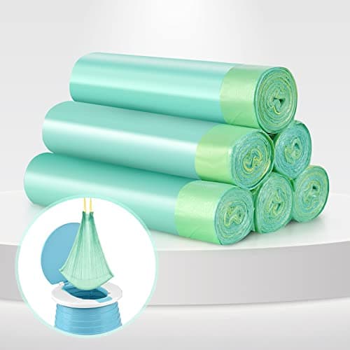 VISATOR Portable Travel Potty Chair Liners Bags Universal with Drawstring, 90 PCS (18 * 20INCH), Green - Image 1