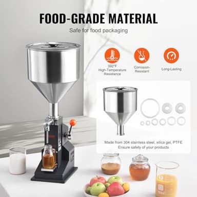 VEVOR Manual Paste Liquid Filling Machine, 5-100ml Adjustable Bottle Filling Machine, Stainless Steel Liquid Filler with 11.5L Hopper for Milk Water Juice Shampoo Honey - Image 5