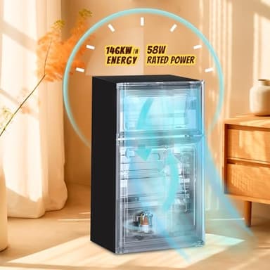 TACOOL 2.4 Cu.ft Mini Fridge Mini Refrigerator with Freezer Dual Door Dorm Fridge for Personal Senven Temp Gear Suit for Apartment, Bedroom, Rv Silver - Image 6