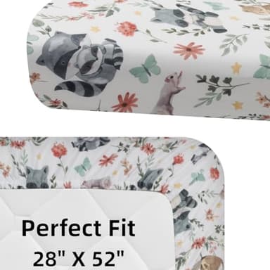 4 Pack Woodland Forest Animals Wood Neutral Unisex Fitted Baby Crib Sheets Set for Baby Boys or Girls (Cartoon Beer, 52 * 28) - Image 6