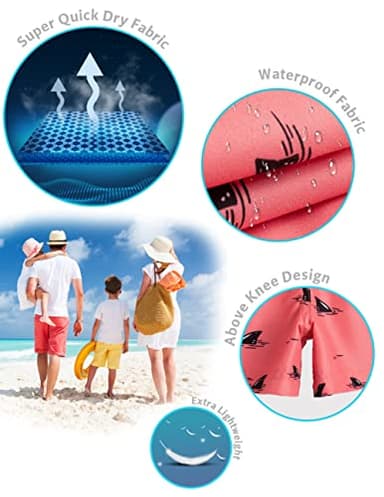 maamgic Boys Swim Trunks Toddler Swim Shorts Little Boys Bathing Suit Swimsuit Toddler Boy Swimwear,Pink Black Whale,8 T - Image 3