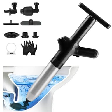 LPZNUYVC Toilet Plunger High Pressure Air Drain Blaster Drains Toilet Unclogger Toilet Plunger Heavy Duty Toilet Plunger Clog Remover Plungers for Toilet Unclog Toilet, Bathroom, Floor Drain (Black) - Image 1