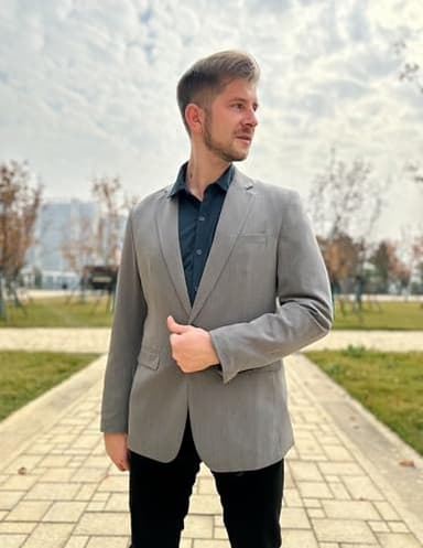 COOFANDY Men Suit Jackets Blazer Big and Tall Sportcoats Travel Daily Tuxedo Jacket, Linen Grey, Medium - Image 4