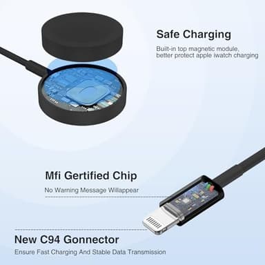 QZIIW Apple Watch Charger - USB C Magnetic 3 in 1 iWatch Cable, 6 FT - Compatible with Apple Watch Series 9/8/7/6/SE/5/4 & iPhone 15/14/13/12/11, iPad - Image 5