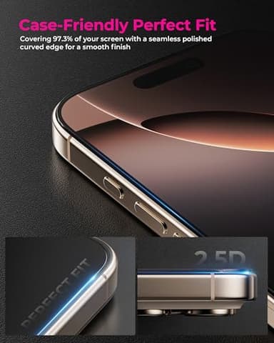 Upcommon UARMOR Clear Screen Protector for iPhone 16 Pro Max [6.9 Inch] Double Strength 9H Tempered Glass with Easy Installation Kit, Anti-Scratch, Case Friendly Fit- 2Pack - Image 6