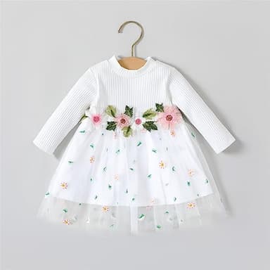 PATPAT Baby Girl's Long Sleeve Tutu Party Birthday Tulle Dress Formal Fancy Flower Princess Dresses - Image 2