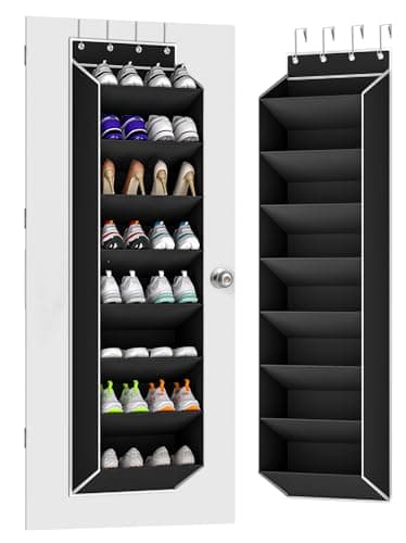 KYEVIS Over The Door Shoe Organizer Storage Fit 16-24 Pairs Hanging Shoe Rack Organiser for Closet Door, Deep Pocket Shoe Holder for Sneakers,Boots Storage(1 Pack Black) - Image 1