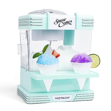 Nostalgia Snow Cone Shaved Ice Machine - Retro Table-Top Slushie Machine Makes 20 Icy Treats - Includes 2 Reusable Plastic Cups & Ice Scoop - Aqua - Image 1