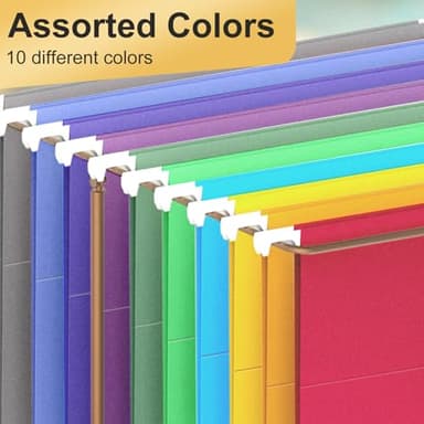 Hanging File Folders, 50 Pack Letter Size Hanging File folders with 1/5-cut Tabs, Stay Organized for Your Home and Office Bulk File, Documents and Paper, 10 Colors - Image 3