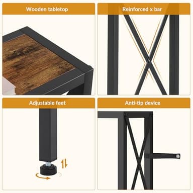 Gewudraw 70 in Skinny Sofa Table Behind Couch, Console Table with Oulets & USB Ports for Hallway, Entryway,Living Room, Bedroom, Rustic Brown - Image 7