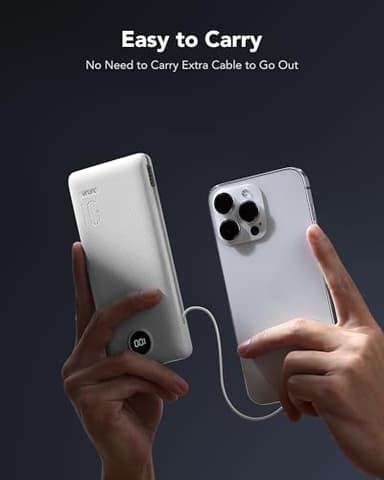 VRURC Portable Charger 10000mAh, Slim Portable Charger with Wall Plug, 22.5W USB Port Fast Charging Power Bank with Cables, 4 Outputs 2 Inputs Travel Essentials Battery for Smartphones-White (1 Pack) - Image 6