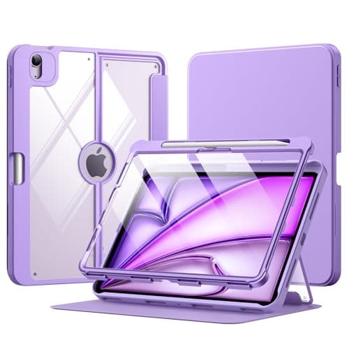 MoKo for iPad Air 11 Inch Case 7th/6th Generation M3/M2 2025/2024, iPad Air 5th/4th Gen Case 10.9 Inch 2022/2020 with Pencil Holder, Screen Protector, Lens Protector, Magnetic Multi Angle, Purple - Image 1