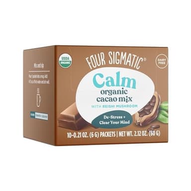 Four Sigmatic Calm Mushroom Cacao Mix | Organic Instant Cacao with Organic Reishi Mushroom Powder | Supports Calm & Relaxation | Drink it or Bake with it | Vegan, Gluten-Free, Dairy-Free | 10 Count - Image 1
