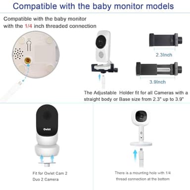 67" Adjustable Height Baby Monitor Floor Stand Holder for Nanit Pro Smart Monitor & Flex Stand,Owlet Cam/Cam 2 /Owlet Duo 2, Baby Monitor,Also Cameras with 1/4 Thread Connection - Image 4