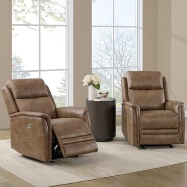 KISLOT Leather Recliner Chair Faux Reclining Sofa Lazy Boy Glider Rocking Function with Armrest for Living Room Bedroom Home Theater Seating - Image 2