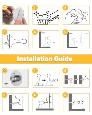 Door Stoppers Magnetic Door Catch - 2 Pack Stainless Steel Heavy Duty Door Holder Stops for Bottom Top of Door - Wall Floor Mounting No Drill 3M Adhesive & Screws Strong Magnet Keep Door Open(Silver) - Image 5