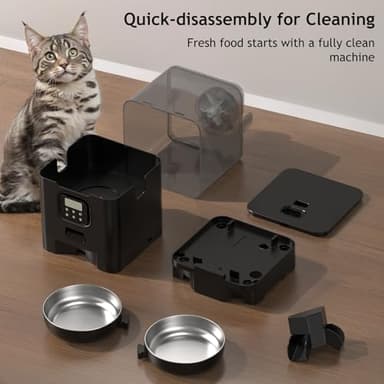 Voluas Automatic Cat Feeder for Two Cats, Double Pet Feeder with 2 Stainless Steel Bowls,6L Timed Cat Feeders with Memory Function - Image 6