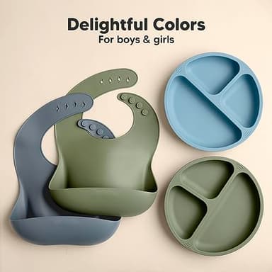KeaBabies 2-Pack Silicone Baby Bibs for Eating - Sturdy Food-Grade Silicone Bibs for Babies Girl, Boy, Large Food Catcher, Clean & Put On Easily, Waterproof Toddler Feeding Essentials (Slate) - Image 7