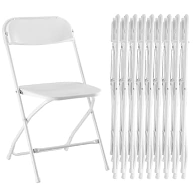 Sweetcrispy Folding Chair 10 Pack, Plastic Foldable Chairs with 330-Pound Capacity, Sturdy Metal Portable Chair, Easy to Use and Store, Outdoor and Indoor, for Home, Office, Party, Comfy, White - Image 1