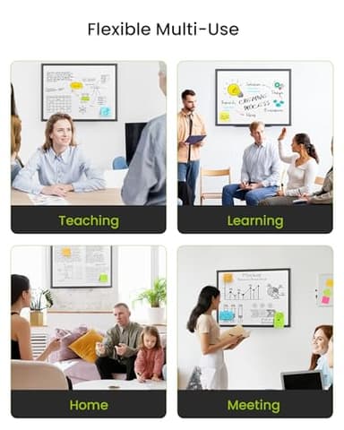 VUSIGN Black Aluminum Magnetic White Board 24" x 18" with Dry-Erase Eraser, Multicolor Markers, Magnetic Pins for Office, Home, School - Image 8