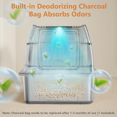 Stainless Steel Cat Litter Box with Lid, XL Extra Large Litter Box for Big Cats, Enclosed Removable Metal Litter Boxs with High Sided Enclosure & Scoop, Anti-Leakage, Non-Sticky, Easy Cleaning(Grey) - Image 5