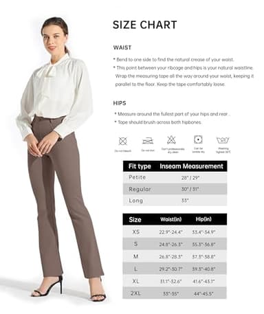 Willit 33" Women's Yoga Dress Pants Bootcut Stretch Work Slacks Office Business Casual Pants Belt Loops 4 Pockets Deep Taupe S - Image 6