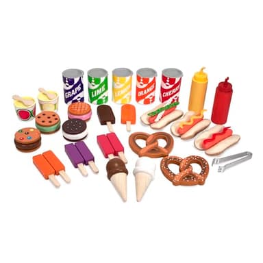 Melissa & Doug Snacks & Sweets Food Cart with Play Food, Wooden Toys & Kids Play Kitchen Accessories, Preschool Learning Toys for Girls & Boys 3+ - Image 4
