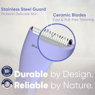 BAREWIZE Bikini Trimmer for Women, Legs & Pubic Hair Trimmer | Waterproof, Type-C Rechargeable, LED Light, Replaceable Blade, Electric Razors for Women, Womens Body Shaver (Lilac Purple) - Image 4