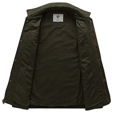 WenVen Men's Spring Aviator Cotton Commuter Jackets (Army Green, XL) - Image 3