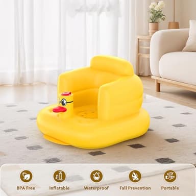 Mink Inflatable Baby Seat for Babies 3+ Months,Infant Floor Seats for Sitting Up,Portable Blow Up Baby Chair with Built in Air Pump, Ideal for Sitting Up and Learning to Play (Duck) - Image 6