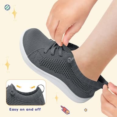 LeIsfIt Toddler Shoes Girls Boys Wide Shoes Kids Zero Drop Minimalist Sneakers Barefoot Slip on Tennis Sneakers Dark Grey 1 Big Kid - Image 4
