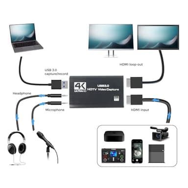 4K HDMI Capture Card for Streaming & Gaming, USB 3.0 Audio Video Capture Device 1080P 60FPS, Low Latency, HDMI Loop Out, Capture Card for PS5, Xbox, Nintendo Switch, PC, Mac, OBS - MSP231 - Image 3