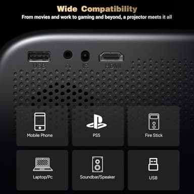 Projector with WiFi and Bluetooth: [Auto Focus/Keystone] - NICPOW Full HD 1080P 4K Supported Portable Bluetooth Projector for Gaming Devices and Phones - Ideal for Indoor Outdoor Use - Grey - Image 8