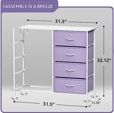 Sorbus Kids Dresser with 8 Drawers - Storage Unit Organizer Chest for Clothes - Bedroom, Kids Room, Nursery, & Closet (Purple, 31.5 x 12 x 32-8 Drawer) - Image 3