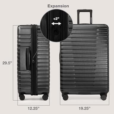 U.S. Traveler Boren Polycarbonate Hardside Rugged Travel Suitcase Luggage with 8 Spinner Wheels, Aluminum Handle, Black, Checked-Large 30-Inch - Image 6