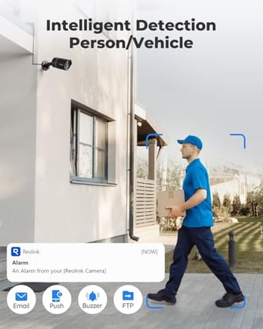 REOLINK 8CH 5MP PoE Security Camera System, 4pcs Wired PoE IP Cameras Outdoor with Person/Pet/Vehicle Detection, 4K 8CH NVR with 2TB HDD for 24-7 Recording, RLK8-410B4-5MP Black - Image 3