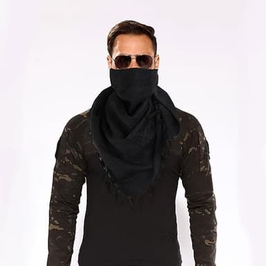 Explore Land Cotton Shemagh Keffiyeh Tactical Desert Scarf Neck Head Wrap with Tassel for Men Women (Black, One Size) - Image 8